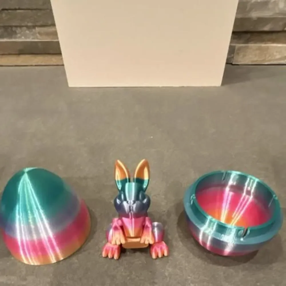 5 Set of Shiny & Rainbow 3-D Printed Bunny In Egg - Great for Party Favors